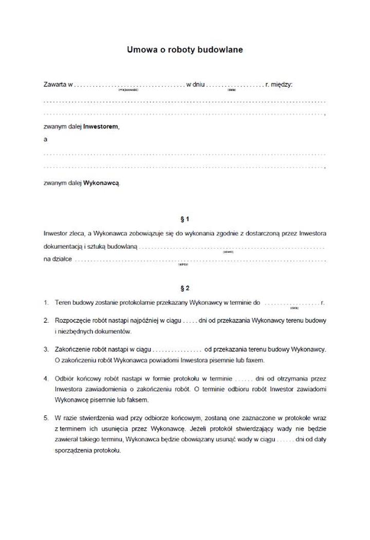 Elementy umowy budowlanej