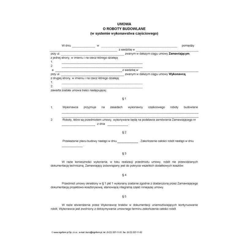 Umowa na budowę domu